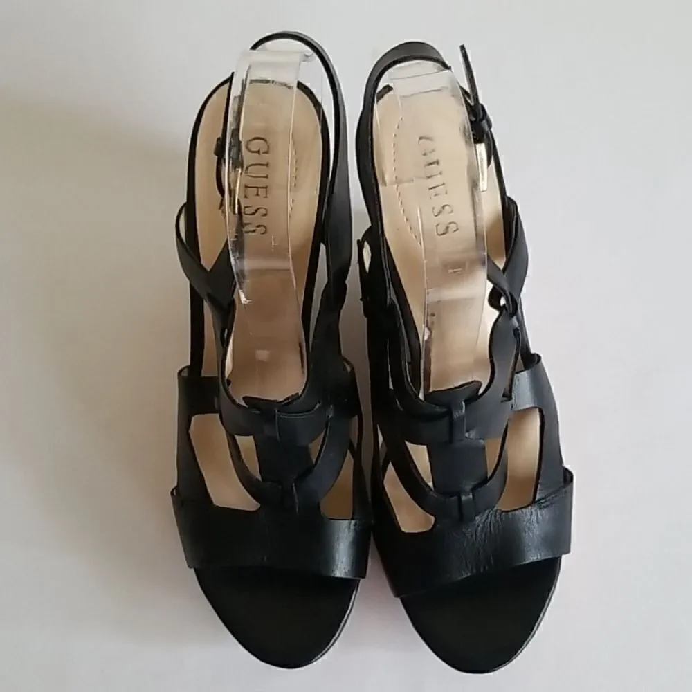 Guess Blk. Tabetha Wedge Cork Platform, NEW , 8.5m